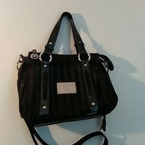 tosca blu purse black suede leather crossbody shoulder bag Italian italy handbag